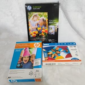 Bundle Lot Glossy Photo Paper HP Inkjet 4x6 5x7 & Dell Print Premium Pictures I